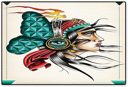 Amazon 撥水ラグ エスニック ジプシー ギャンブラー インディアンマン サードアイシンボル パック スピリチュアルイラスト 抗菌 5フィートx6フィート Qianhehome ラグ カーペット 通販