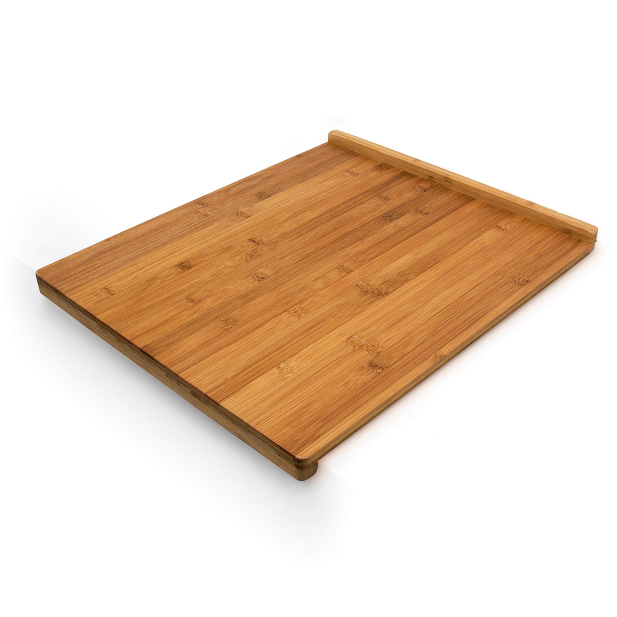 Relaxdays Bamboo Chopping Board, HxWxD: ca 2.5 x 38 x 45 cm, No-Slip, with Double Counter Edge,Double-Sided, Natural Brown