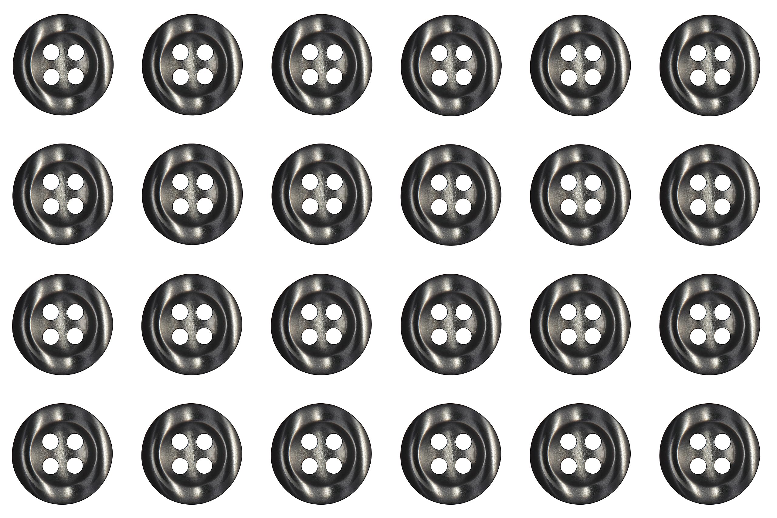 Pack of 24 Smoke Sew on 11mm Round Buttons for Shirts Blouses Flat 4 Holes 18L
