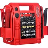 Tyrell Chenergy 12V/24V Jump Starter,2800/1400 Peak Amp,Truck Battery Booster Pack, and Pure Copper Jumper Cables,Heavy Duty Jump Box Includes Dual USB and DC Ports Power,Car Battery Jump Starter