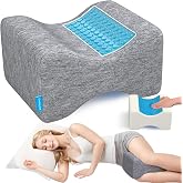 Knee Pillow for Side Sleepers, Leg Pillow with Cooling Gel, Grey/Large | Memory Foam Elevation Pillow for Spine Aligning, Sciatica, Back, Hip, Knee, Ankle Pain