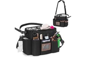 BAFASO Insulated Hairdresser Bag with Adjustable Waist Belt and Shoulder Strap, Multifunctional Barber Case for Hair Cutting Tools and Hot Tools, Black