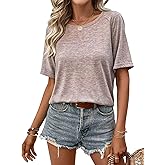 EADINVE Womens Half Sleeve T Shirts Crew Neck Summer Tops Fashion Tee Casual Basic Comfy Outfits Clothes