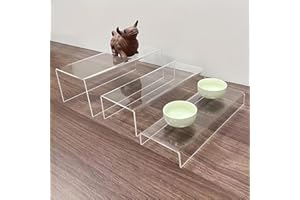 3-Piece Clear Acrylic Display Riser Set - Large Rectangular Showcase Shelves for Collectibles, Retail Display Stands for Deco