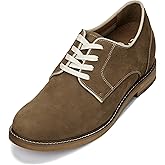 CALTO Men's Invisible Height Increasing Elevator Shoes - Khaki Brown Lace-up Premium Leather Casual Derby - 3 Inches Taller - J1312 - Size 11 D(M) US