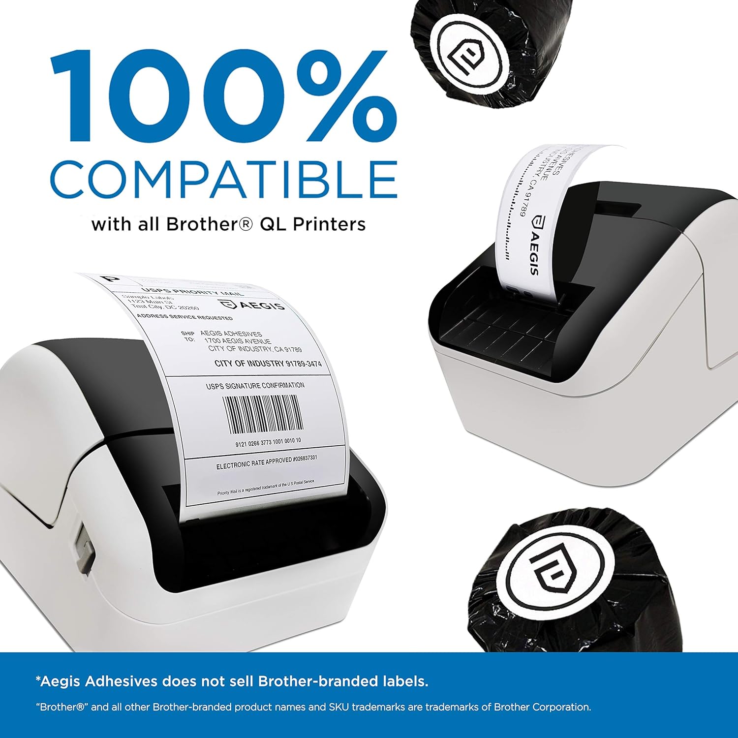 Aegis Adhesives - Compatible DK-1201 Address & Barcode (1.1" X 3.5”) Replacement Labels, Compatible with Brother QL Label Printers - 12 Rolls + 1 Frame: Office Products