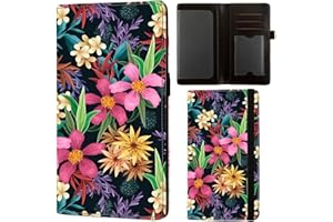 AIRMORS Leather Checkbook Cover for Women Checkbook Holder Wallet RFID Blocking Cute Checkbook Cover for Duplicate Checks Men Credit Card Wallet (Flowers)