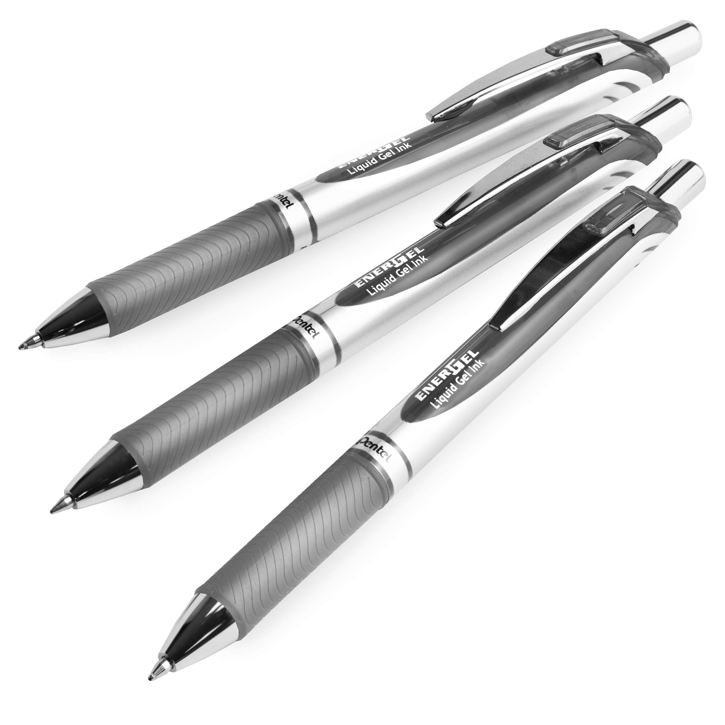 Pentel EnerGel XM BL77 - Retractable Liquid Gel Ink Pen - 0.7mm - 54% Recycled - Grey - Pack of 3