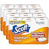Scott ComfortPlus Toilet Paper, 48 Double Rolls, 231 Sheets per Roll, Septic-Safe, 1-Ply Toilet Tissue