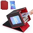 UAONO Card Deck Box with MTG Commander Display, Deck Case Holds 100+ Double-Sleeved Cards, Trading Card Storage Box Fits TCG/PTCG/Sports Card with 2 Dividers, 1 Toploader (Black, Red)