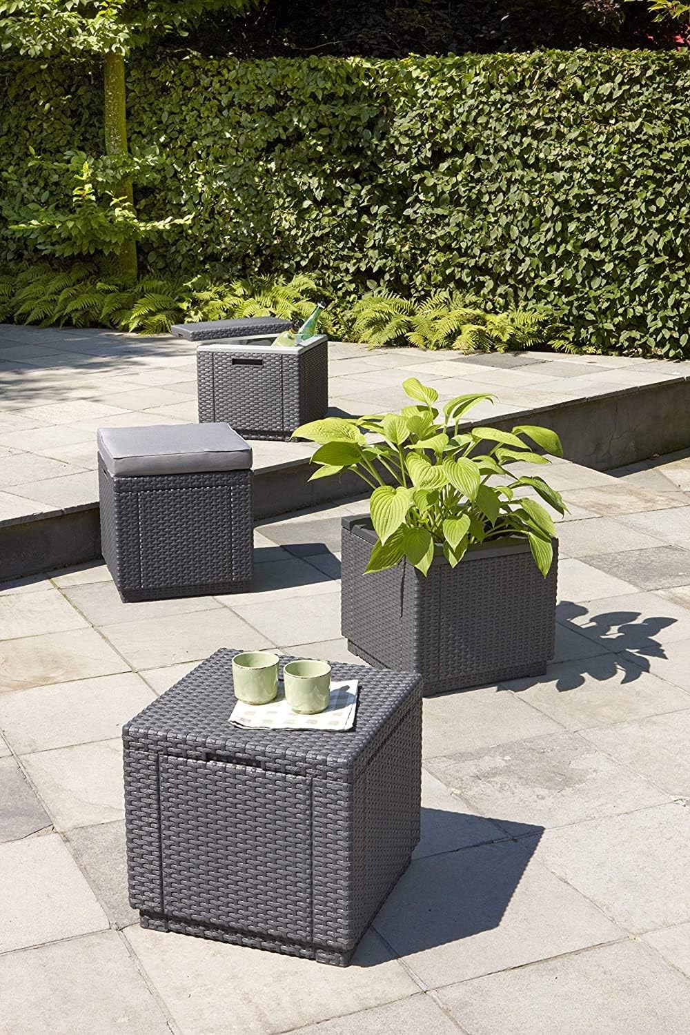Outdoor Kitchen Appliances Storage Rattan Style Outdoor Cool Bar Ice Cooler Table For Garden Terrace Cafe Outdoor 42 X 42 X 41 Cm Dnnal Ice Cube Outdoor Cooler Grills Outdoor Cooking