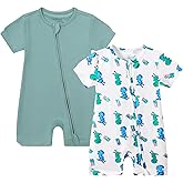 JunNeng 2pcs Baby Boy Footless Sleeper,Rayon from Bamboo Romper with 2 Way Zipper Short Sleeve Infant Summer Outfit