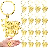 Cunno Christian Jesus Loves You Keychains Bulk Gold Religious Keychains for Easter Baptism Church Event Party Favors