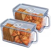 Gifhomfix 2 PCS Bread Box for Homemade Bread Airtight Bread Boxes for Kitchen Counter, Time Recording Bread Storage Container with Handle Grey