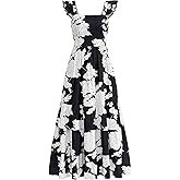 dowerme Summer Dresses for Women 2026 Casual Ruffle Smocked Tiered A-Line Boho Floral Maxi Beach Sun Dress with Pockets