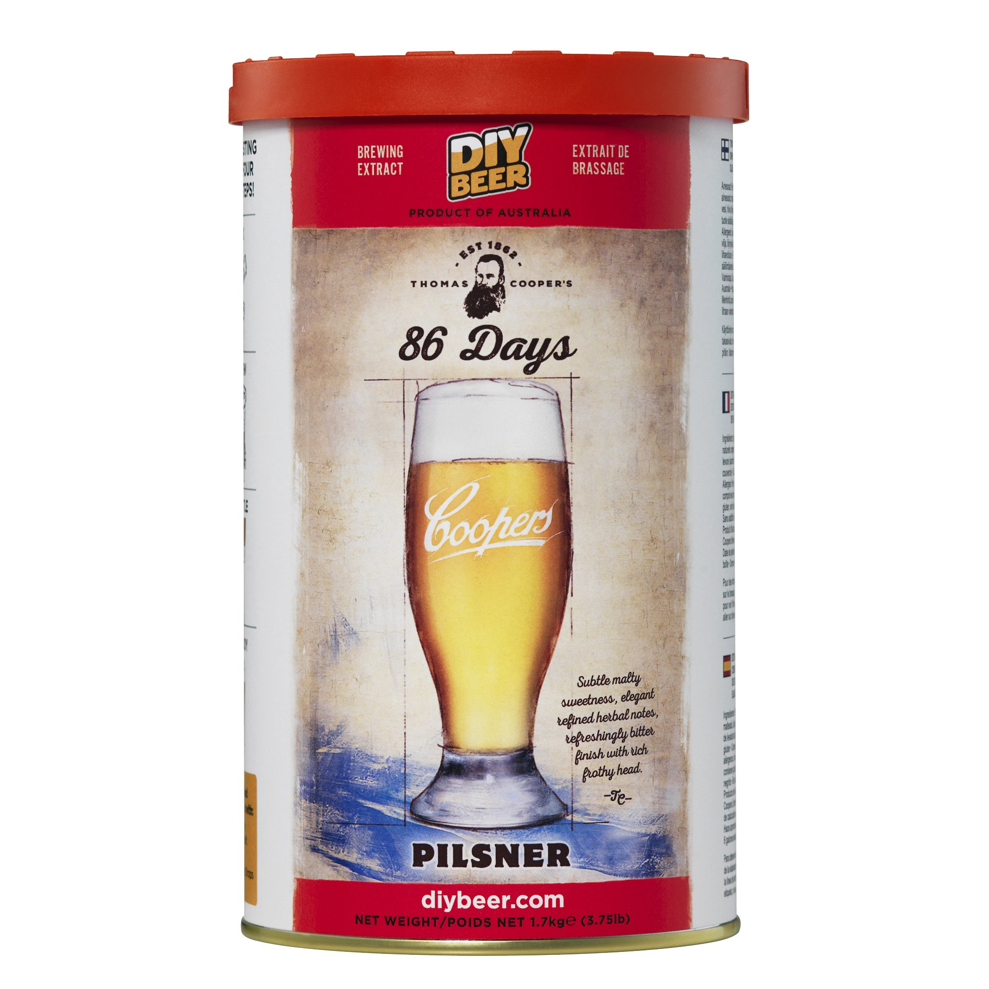 Coopers DIY Beer Thomas Coopers 86 Days Pilsner Homebrewing Craft Beer Brewing Extract