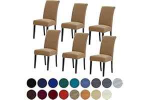Howhic Stretch Chair Covers for Dining Room Set of 6, Removable Washable Dining Room Chair Covers, Dining Chair Slipcovers Seat Protector, Great Home Decor and Banquet Upholstery (Tan, 6 Pack)