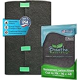 Breathe Naturally Universal Cut To Fit Carbon Activated Air Filter - Replacement Charcoal Filters - Pre Filter Carbon Sheet for Air Purifier, Vent Filters & More - Made in USA (Pack of 1, 16x48)