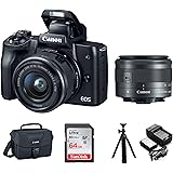 Canon EOS M50 15-45mm Mirrorless Digital Camera (Black) with Canon EOS Camera Gadget Bag, 64GB SD Card, Flexible 12" Spider T