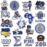 RDJOIMBX 18Pcs Zeta Beta Phi Sorority Iron on Patches, ΖΦΒ Sisterhood Sew on Embroidered Appliques for Clothes, Jackets, Jeans, Backpacks