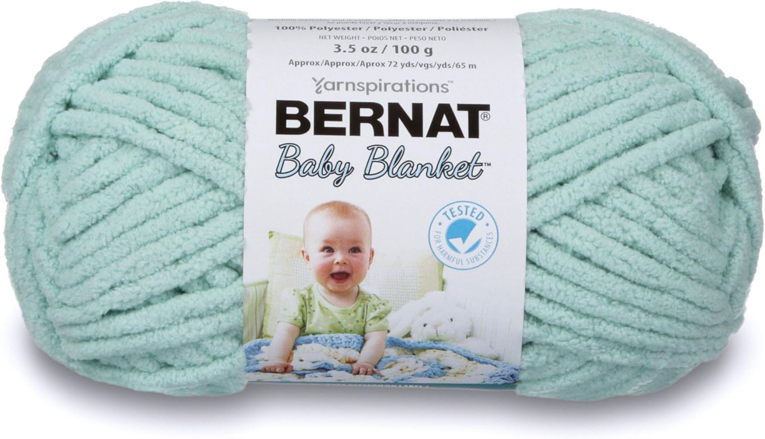 BERNAT Baby Blanket Yarn, 3.5 Ounce, Seafoam, Fibre 100 Polyester