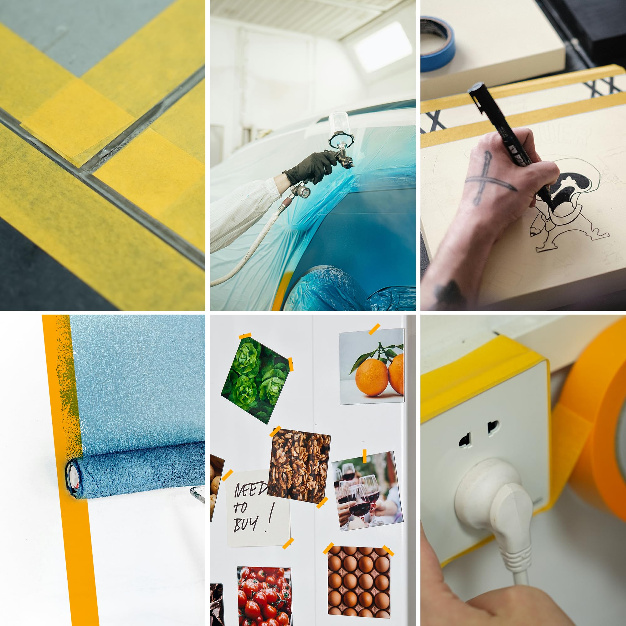 TAPEBEAR Goldband Klebeband Profi Malerkrepp 25mm x 50m, 5x Malerband Maler Abklebeband Gold Washi-Papier Selbstklebend für Innen Malerarbeiten, Lackieren und Renovierungen 7