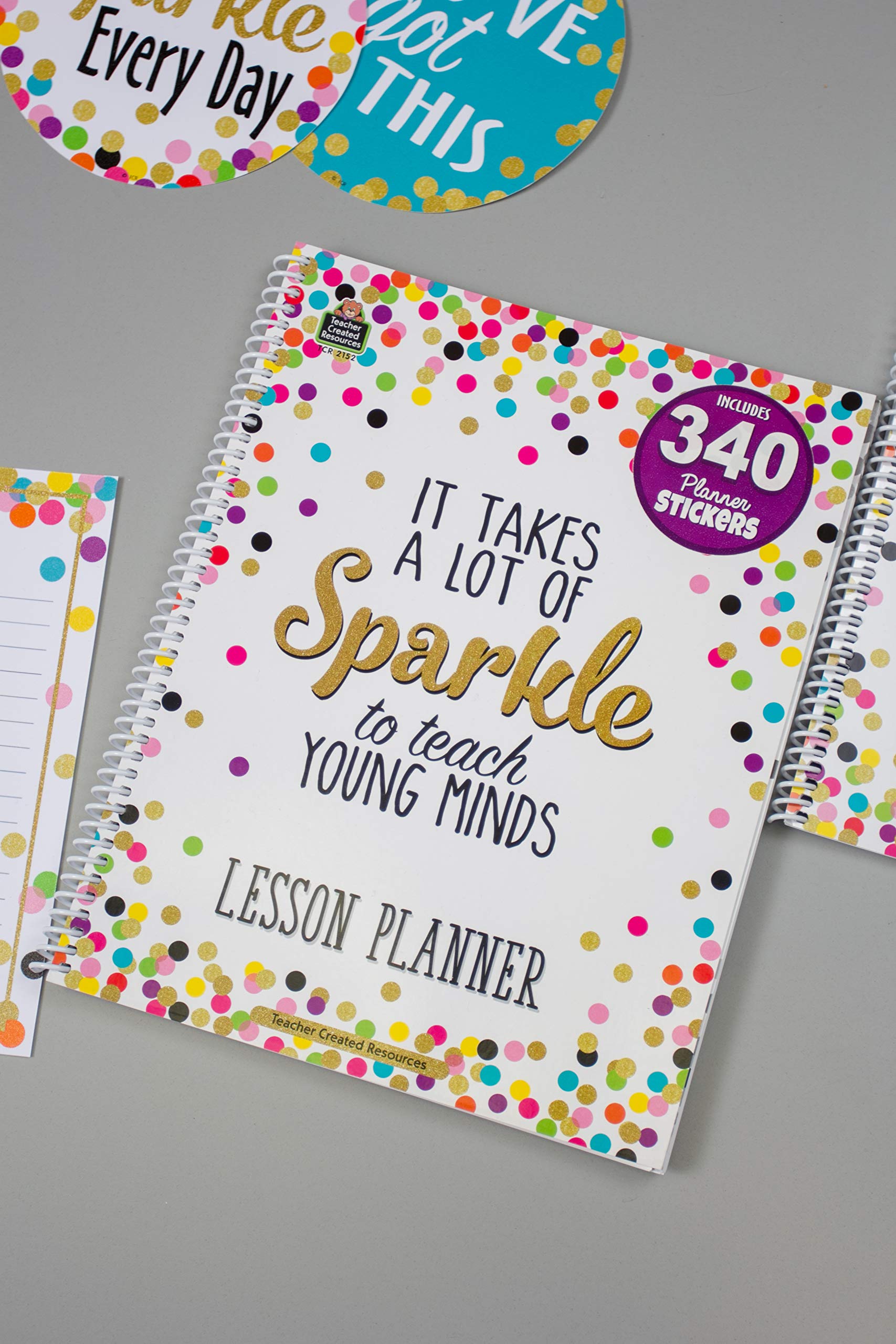 Teacher Created Resources 2152 Lesson Planner w/Stickers, Confetti, 8-1/2-Inch x11-Inch, Multi