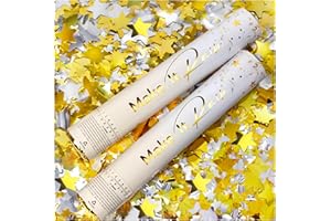 PrimePure Confetti Cannon Party Poppers - Gold Star Confetti Poppers - 2 Pack - New Years Party Cannon - Gold Glitter Stars Pop Gun for NYE 2026, Wedding, Birthday, Celebration, Events, Pranks