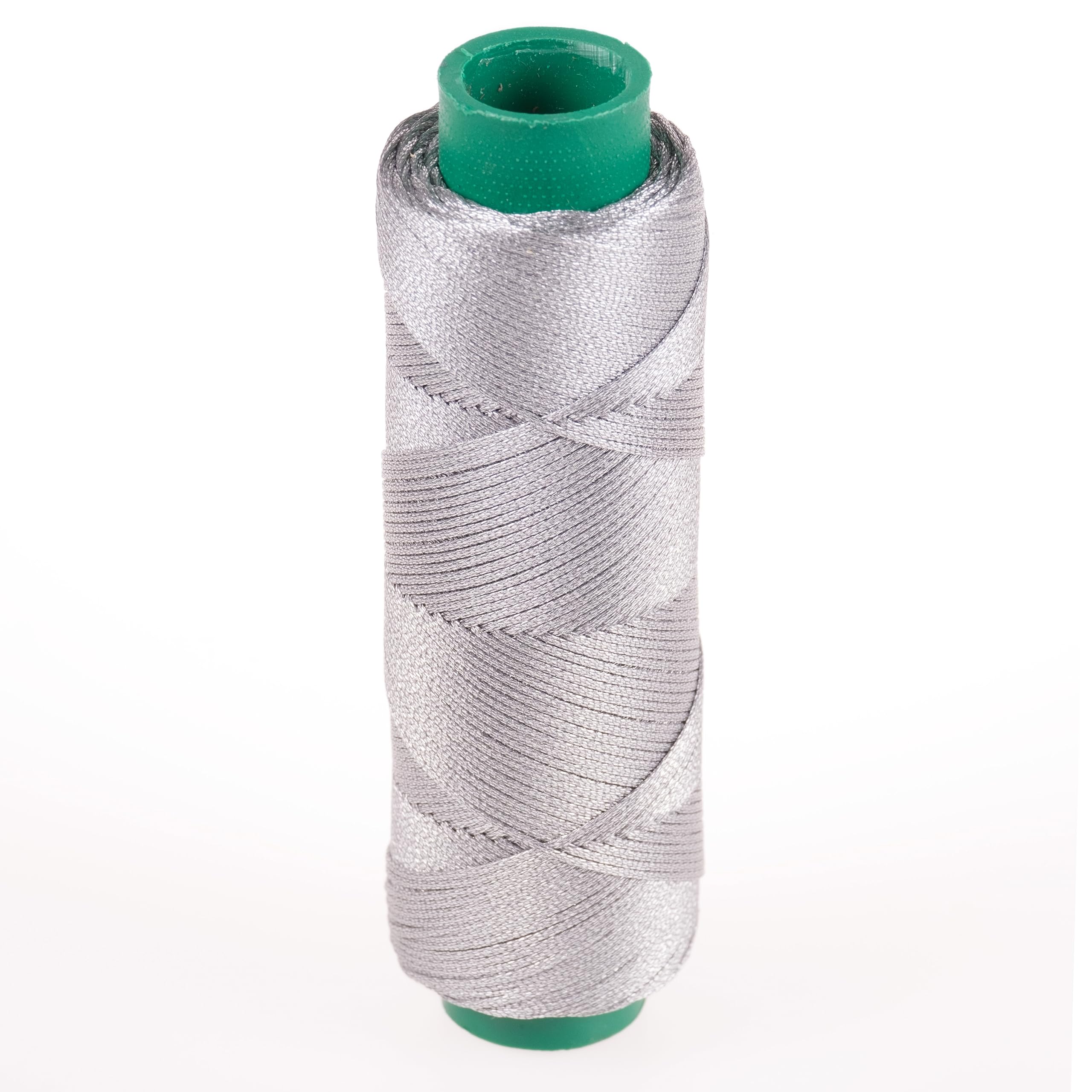 Shelver 1mm Silver String, Metallic Waxed Thread, Silver Twine, Cord for Jewellery Making, Decorating, Crafting, Leather Work - 100m