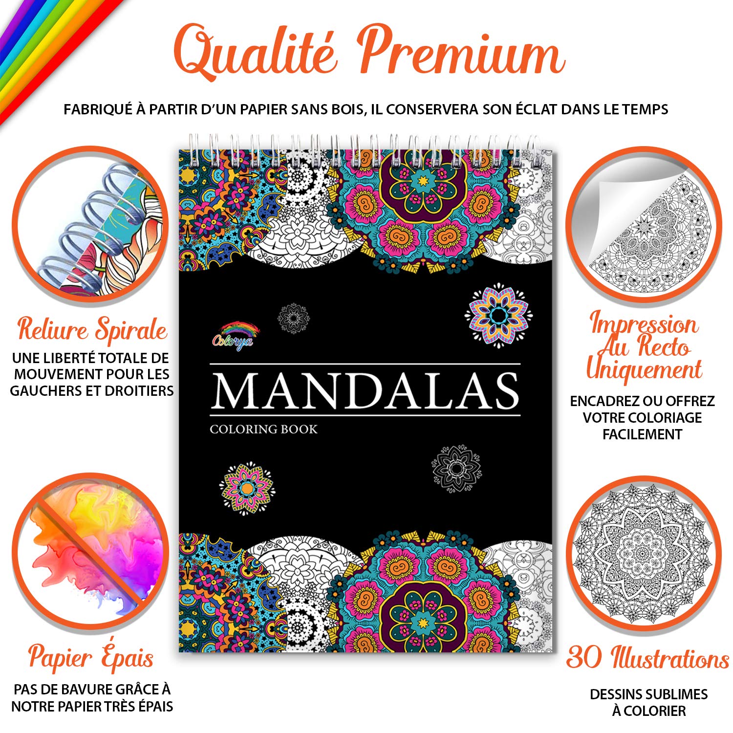 Livre De Coloriage Adultes Mandalas Anti Stress Le Premier Cahier De Coloriage Adulte A Spirale Et Papier Artiste Sans Bavure Au Format A4 Par Colorya Colorya Amazon Fr Livres