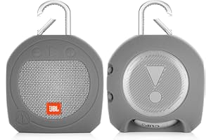 TXEsign Protective Silicone Stand Up Carrying Case for JBL Clip 3 Waterproof Portable Bluetooth Speaker (Light Grey)