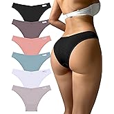 FINETOO Womens Cotton Underwear Sexy Stretch Bikini Panties Low Rise Hipster Ladies Soft V-Waist Cheeky