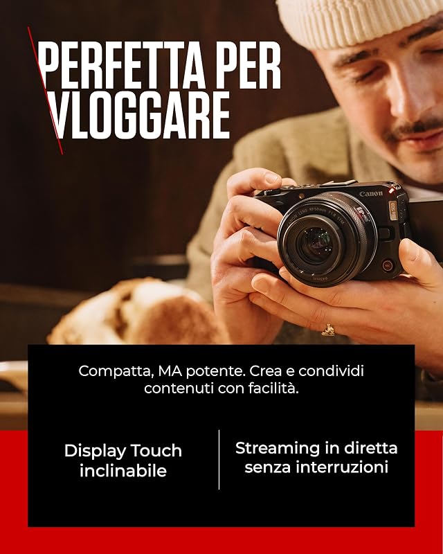 EOS R50 V - Fotocamere per Vlogging (Solo Corpo) | Compatibile con Obiettivi Canon RF | Attrezzatura per Content Creator, Vlog e Viaggi | Connettività Bluetooth