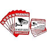 CLEVER SIGNS 12-Pack Video Surveillance Sign (6-pack 6"x4" & 6-pack 3.5"x2.5") Double-Sided Vinyl Decals, Black, Security/Sur