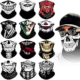 APEBAZY 12PCS Multi purpose Skull Neck Gaiters, Motorcycle Face Mask UV Protection, Unisex Suitable, for Halloween Carnival Parties and Outdoor Activities
