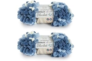 Bernat Alize Blanket-EZ Super Soft Looped Yarn for Beginners, Chunky Yarn for Hand Knitting- No Needles or Hooks Needed, Denim Blues, 2 Pack