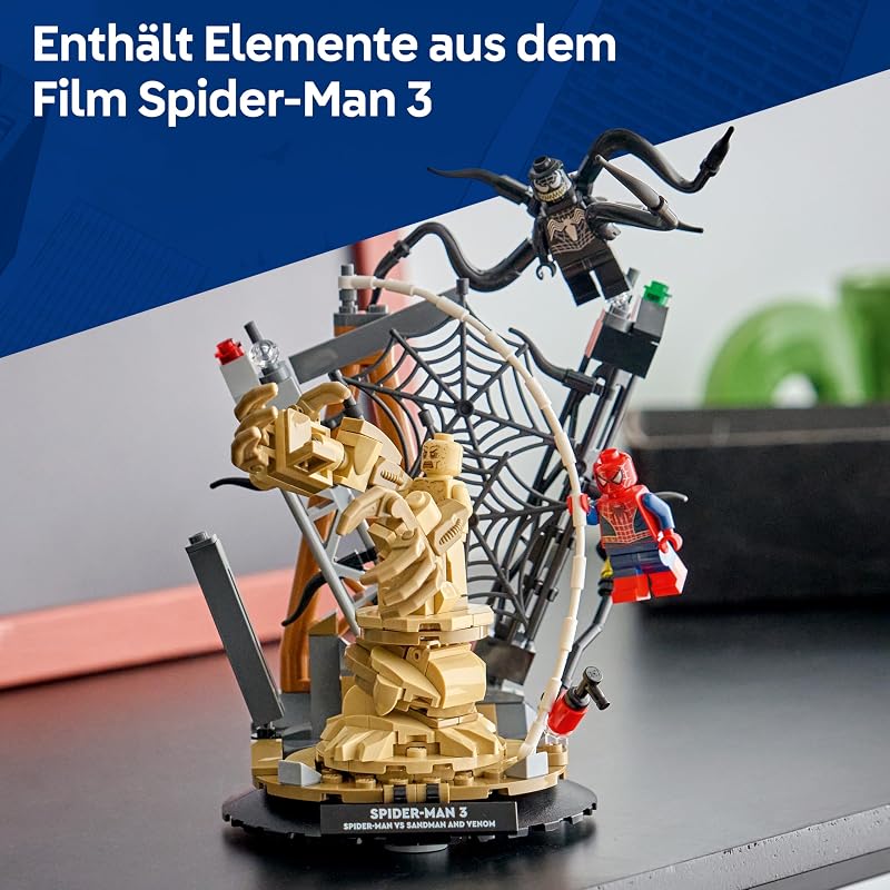 | Marvel Großer Showdown: Spider-Man vs. Sandman - Spiderman Spielzeug mit 3 Minifiguren - Spider Man, Venom und Sandma - Kinder Geschenk für Jungen ab 9 Jahren, Mädchen und Fans - 76334