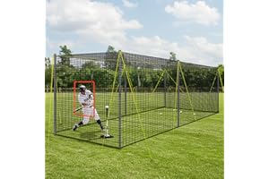 PLAYAPUT 30FT x 12FT x 8FT Batting Cage for Baseball & Softball with Pitching Machine Hole,Detachable Door,Target,and Guide Ropes,Portable Batting Cages for Backyard,Park,Field