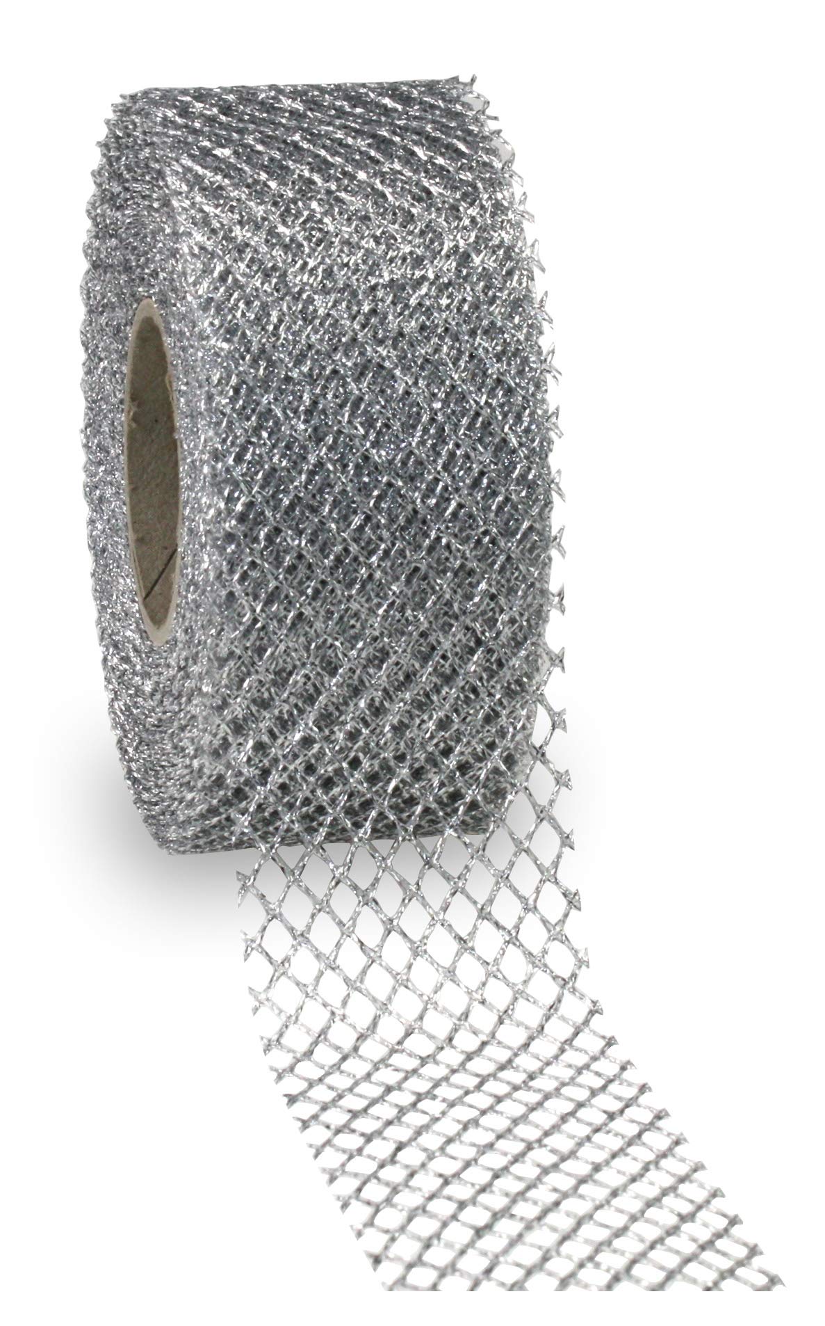 Präsent - Siena Tulle Ribbon Silver 40 mm Width, 20 m Length