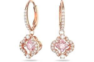 SWAROVSKI Sparkling Dance Clover Necklace, Earrings, and Bracelet Jewelry Collection, Rose Gold Tone Finish, Pink Crystals, Clear Crystals