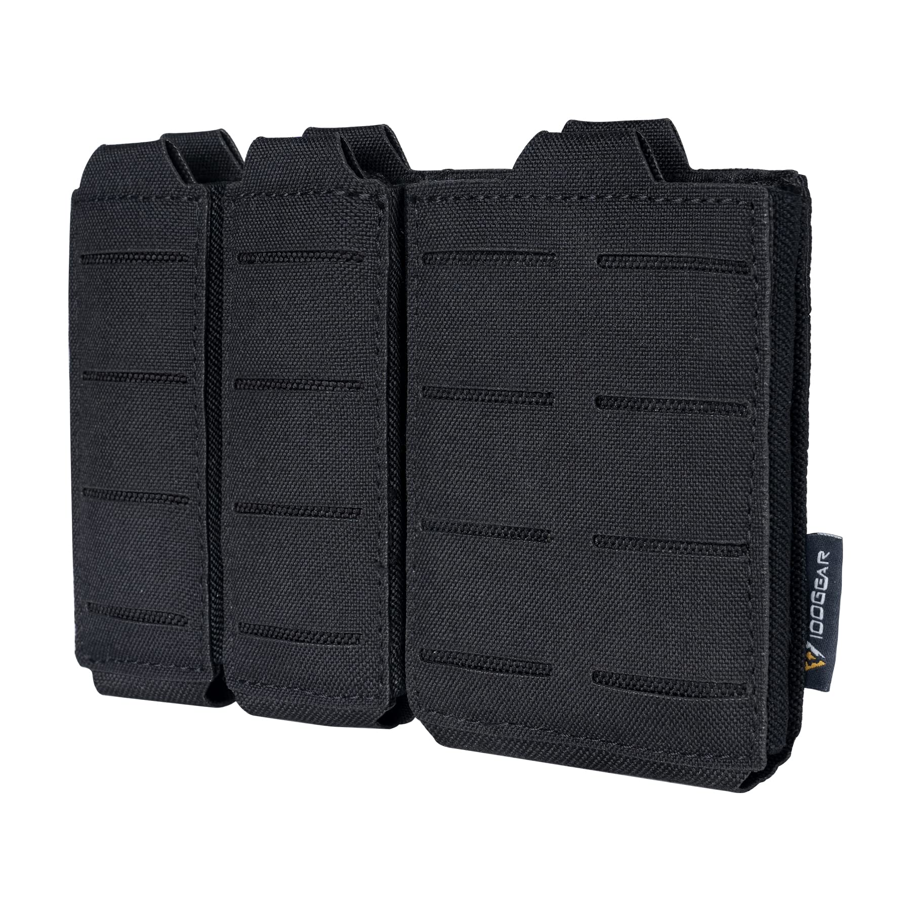 IDOGEAR Tactical 5.56mm Rifle Mag Pouch and Double 9mm Pistol Magazine Pouch Set with Open Top Quick Release MOLLE Pouches (Black)