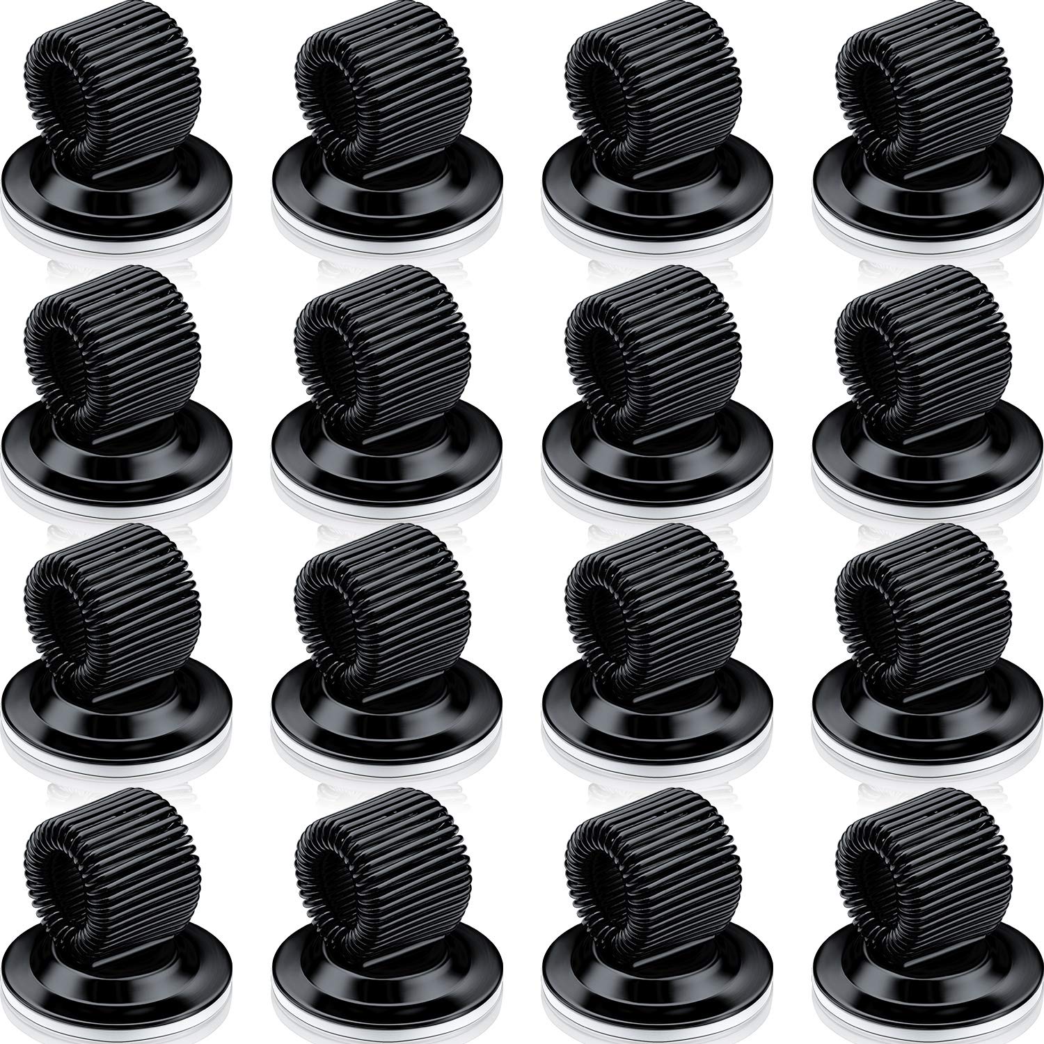 Outus Pen Holder Clips Manganese Steel Pen Holder Self Adhesive Pen Pencil Organizer with Adjustable Spring Loop for Refrigerator Whiteboard Erase Board and Bulletin Board Map (16 Pieces, Black)