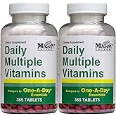 Daily Multiple Vitamins Compare to One A Day Essentials Multivitamin Multimineral Supplement 365 Tablets per Bottle Pack of 2 Total 730 Tablets
