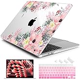 Batianda Premium Case for New MacBook Air 15 inch 2025 M4 2024 2023 with M3 M2 Chip Model A3241/A3114, Designed Protective Plastic Hardshell & Keyboard Cover & Screen Protector, Beautiful Floral