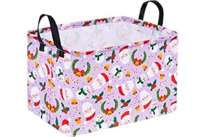 VAIVUSTO Christmas Gift Basket for Gifts Purple Santa Claus Nursery Hamper Collapsible Storage Bin Waterproof Kids Toy Box Book Shelf Basket Xmas Party Decor