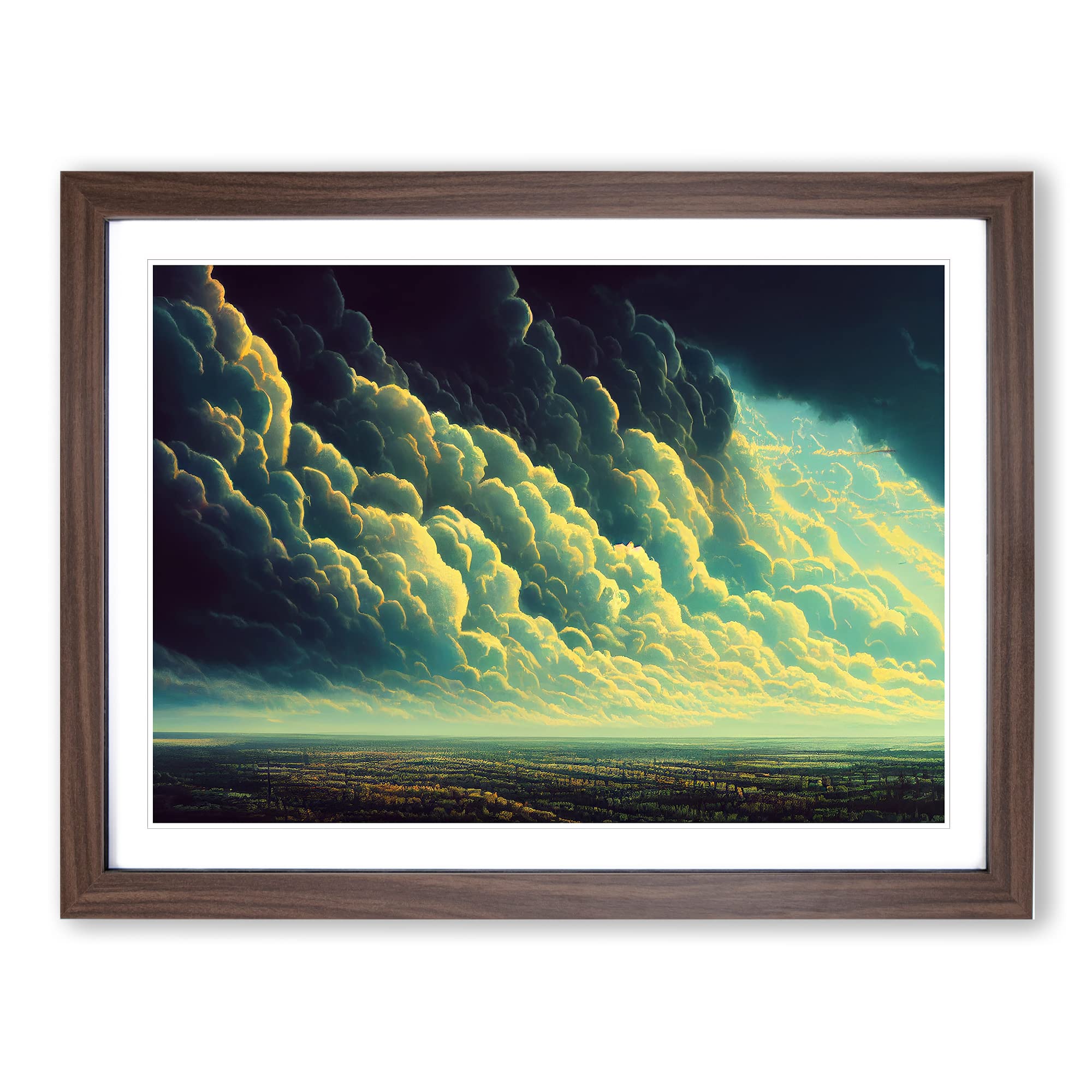 Mood Of The Cloud Framed Print | A4 Walnut Framed Wall Art | Ready to Hang | Modern Landscape Picture | Living Room Bedroom Lounge Office
