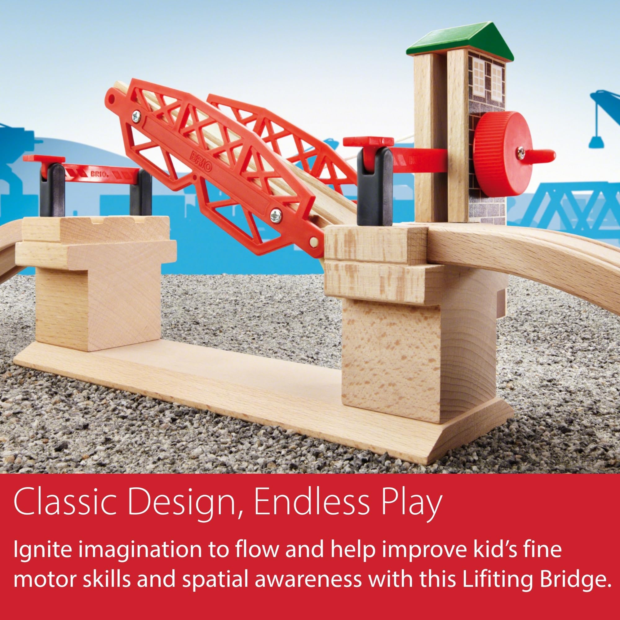 BRIO World Lifting Bridge - Moveable Wooden Train Accessory - FSC-Certified - Compatible with All BRIO Railway Sets - Includes 1 Lift & 2 Tracks - Creative Fun & Development - Kids Ages 3 & Up