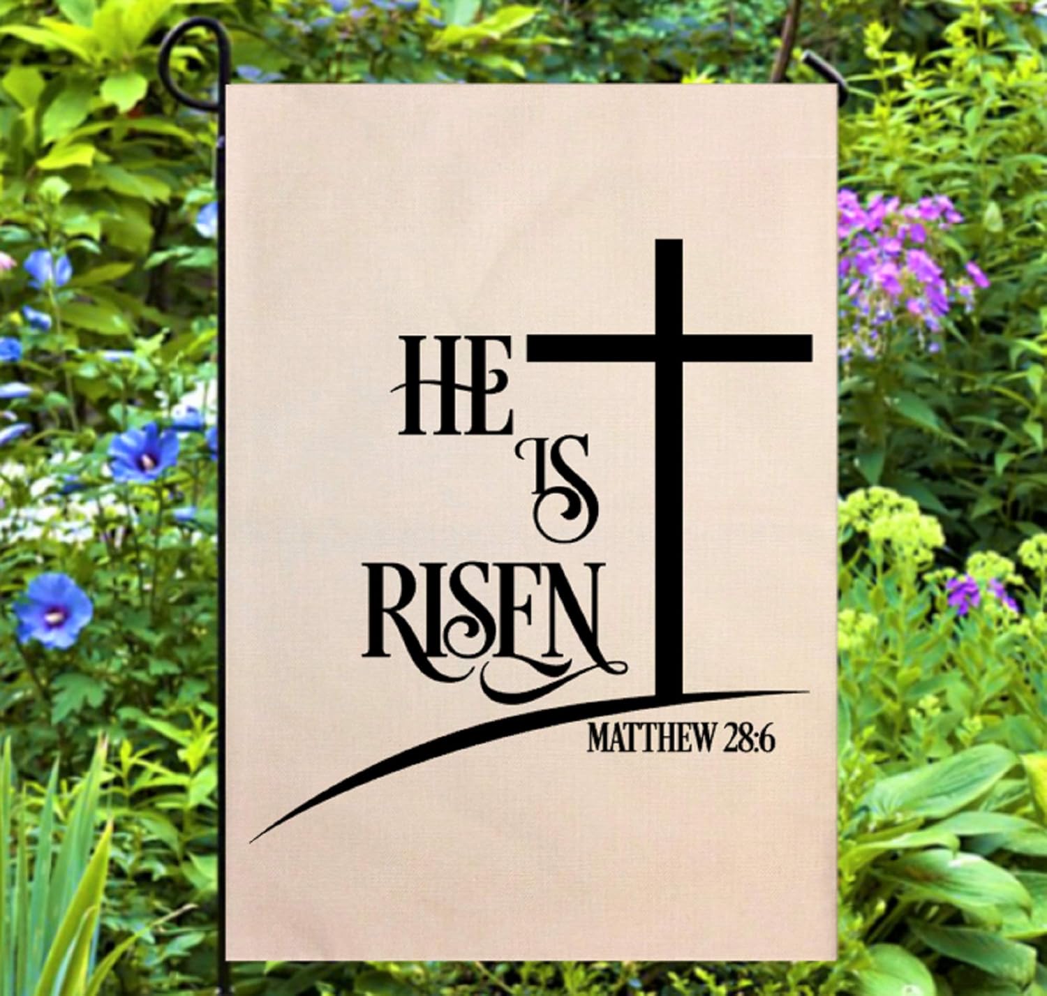 Bandera de jardín con cruz de Tamengi, bandera de Él es resucitado