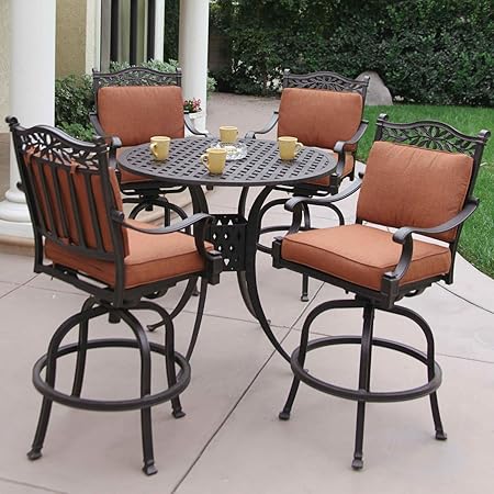 Amazon Com Darlee Charleston 5 Piece Cast Aluminum Patio Bar Set