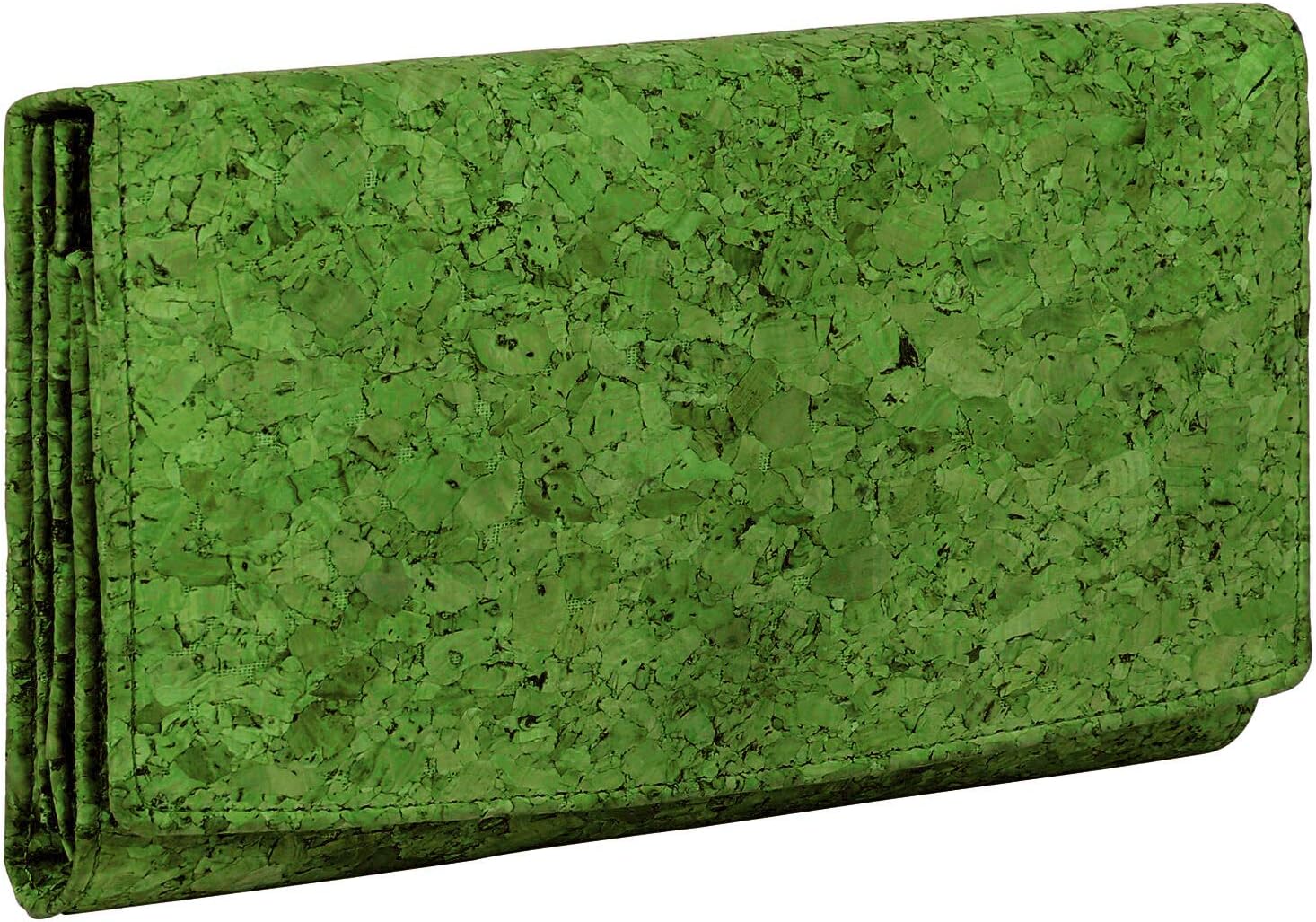 Ladies Designer Hudson & James Cork Vegan RFID Blocking Shield Card Holder Wallet Purse Multi Credit Card Women Clutch Wallet with Zip Pocket (Cork Green)